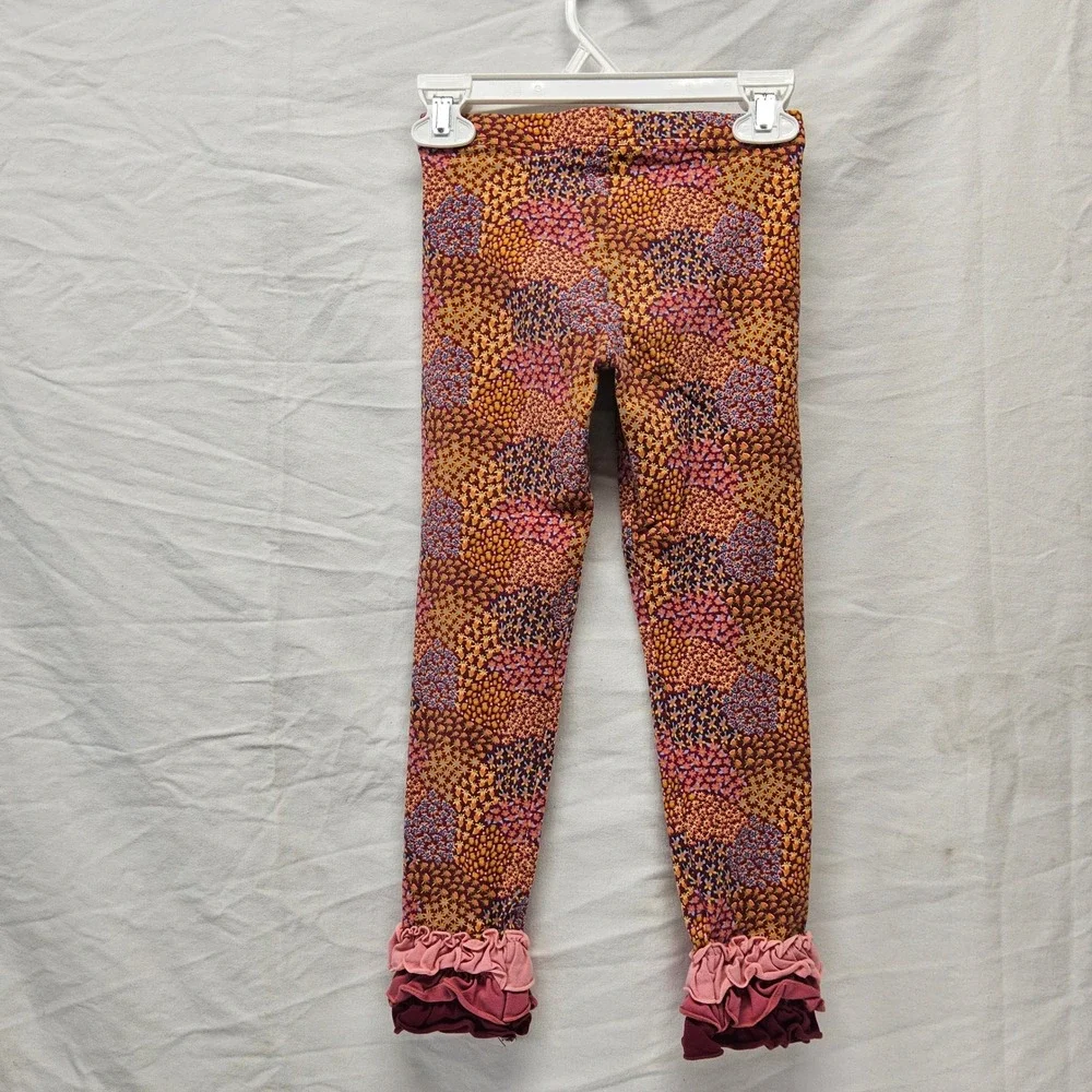 Matilda Jane Top and Leggings Set‎ Kids Size 6 Pink Floral Waffle Knit Ruffles